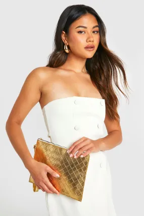 Metallic Woven Clutch Bag