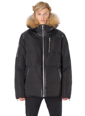 OXFORD | PREMIUM DOWN-FILLED HOODED OXFORD TASLAN JACKET WITH NATURAL RACCOON FUR ||OXFORD | PREMIUM BLACK LABEL AVEC FOURRURE D