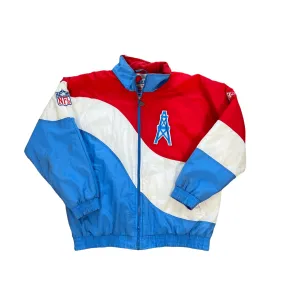 Vintage 90s Red, White + Blue NFL Oilers Puffer Coat - Large